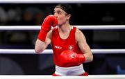 31 July 2024; Kellie Harrington of Team Ireland before her  women's 60kg quarterfinal bout against Angie Paola Valdes Pana of Team Colombia at the North Paris Arena during the 2024 Paris Summer Olympic Games in Paris, France. Photo by Stephen McCarthy/Sportsfile