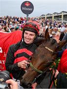 31 July 2024; Jockey Donagh Meyler and Pinkerton after winning the Tote Galway Plate during day three of the Galway Races Summer Festival at Ballybrit Racecourse in Galway. Photo by Seb Daly/Sportsfile