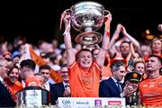 28 July 2024; Aidan Nugent of Armagh lifts the Sam Maguire Cup after his side's victory in the GAA Football All-Ireland Senior Championship Final match between Armagh and Galway at Croke Park in Dublin. Photo by Piaras Ó Mídheach/Sportsfile