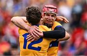 21 July 2024; Clare players John Conlon, right, and Peter Duggan celebrate after their side's victory in the GAA Hurling All-Ireland Senior Championship Final between Clare and Cork at Croke Park in Dublin. Photo by Piaras Ó Mídheach/Sportsfile