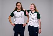 1 August 2024; Team Ireland complete as athletes for Para Equestrian, Para Triathlon and Para Rowing are unveiled at the RDS in Dublin. Paralympics Ireland athletes will compete at Paris 2024 this summer from August 28 - September 8 #TheNextLevel | #Paris2024 | #TeamIreland. Pictured is para-triathlete Judith MacCombe, right, and her guide Eimear Nicholls. Photo by Harry Murphy/Sportsfile