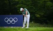 1 August 2024; Shane Lowry of Team Ireland drives during round 1 of the men's golf singles at Le Golf National during the 2024 Paris Summer Olympic Games in Paris, France. Photo by Brendan Moran/Sportsfile