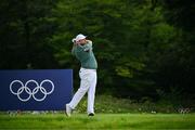 1 August 2024; Shane Lowry of Team Ireland watches his drive during round 1 of the men's golf singles at Le Golf National during the 2024 Paris Summer Olympic Games in Paris, France. Photo by Brendan Moran/Sportsfile