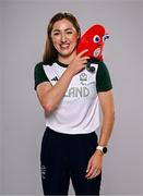 1 August 2024; Team Ireland complete as athletes for Para Equestrian, Para Triathlon and Para Rowing are unveiled at the RDS in Dublin. Paralympics Ireland athletes will compete at Paris 2024 this summer from August 28 - September 8 #TheNextLevel | #Paris2024 | #TeamIreland. Pictured is guide Catherine Sands. Photo by Harry Murphy/Sportsfile