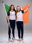 1 August 2024; Team Ireland complete as athletes for Para Equestrian, Para Triathlon and Para Rowing are unveiled at the RDS in Dublin. Paralympics Ireland athletes will compete at Paris 2024 this summer from August 28 - September 8 #TheNextLevel | #Paris2024 | #TeamIreland. Pictured is para-triathlete Judith MacCombe, right, and her guide Eimear Nicholls. Photo by Harry Murphy/Sportsfile