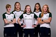 1 August 2024; Team Ireland complete as athletes for Para Equestrian, Para Triathlon and Para Rowing are unveiled at the RDS in Dublin. Paralympics Ireland athletes will compete at Paris 2024 this summer from August 28 - September 8 #TheNextLevel | #Paris2024 | #TeamIreland. Pictured is para-triathletes and guides, from left, Chloe MacCombe, Catherine Sands, Judith MacCombe, Eimear Nicholls and Cassie Cava. Photo by Harry Murphy/Sportsfile