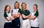 1 August 2024; Team Ireland complete as athletes for Para Equestrian, Para Triathlon and Para Rowing are unveiled at the RDS in Dublin. Paralympics Ireland athletes will compete at Paris 2024 this summer from August 28 - September 8 #TheNextLevel | #Paris2024 | #TeamIreland. Pictured is Debora Pijpers, Para-Equestrian coach, second from right, with equestrians, from left, Jessica McKenna, Sarah Slattery and Kate Kerr Horan. Photo by Harry Murphy/Sportsfile