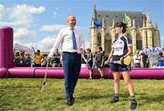 1 August 2024; Tánaiste, Minister for Foreign Affairs and Minister for Defence, Micheál Martin, TD, in conversation with Maud Pradella of Paris Gaels at Fesport Festival at the Cháteau de Vincennes during the 2024 Paris Summer Olympic Games in Paris, France. Photo by Sam Barnes/Sportsfile