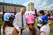 1 August 2024; Tánaiste, Minister for Foreign Affairs and Minister for Defence, Micheál Martin, TD, and Maud Pradella of Paris Gaels with attendees at Fesport Festival at the Cháteau de Vincennes during the 2024 Paris Summer Olympic Games in Paris, France. Photo by Sam Barnes/Sportsfile