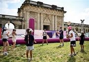1 August 2024; Naoise Greene and Maud Pradella of Paris Gaels coaching attendees at Fesport Festival at the Cháteau de Vincennes during the 2024 Paris Summer Olympic Games in Paris, France. Photo by Sam Barnes/Sportsfile