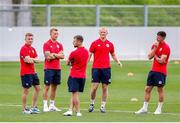 1 August 2024; St Patrick's Athletic players before the UEFA Conference League second qualifying round second leg match between FC Vaduz and St Patrick's Athletic at Rheinpark Stadion in Vaduz, Liechtenstein. Photo by Vedran Galijas/Sportsfile