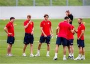 1 August 2024; St Patrick's Athletic players before the UEFA Conference League second qualifying round second leg match between FC Vaduz and St Patrick's Athletic at Rheinpark Stadion in Vaduz, Liechtenstein. Photo by Vedran Galijas/Sportsfile