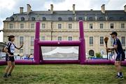 1 August 2024; Maud Pradella and Naoise Greene of Paris Gaels in  attendance at Fesport Festival at the Cháteau de Vincennes during the 2024 Paris Summer Olympic Games in Paris, France. Photo by Sam Barnes/Sportsfile