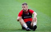1 August 2024; Aaron Bolger of St Patrick's Athletic warms up before the UEFA Conference League second qualifying round second leg match between FC Vaduz and St Patrick's Athletic at Rheinpark Stadion in Vaduz, Liechtenstein. Photo by Vedran Galijas/Sportsfile