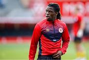 1 August 2024; Al-Amin Kazeem of St Patrick's Athletic warms up before the UEFA Conference League second qualifying round second leg match between FC Vaduz and St Patrick's Athletic at Rheinpark Stadion in Vaduz, Liechtenstein. Photo by Vedran Galijas/Sportsfile