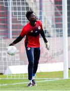 1 August 2024; Joseph Anang of St Patrick's Athletic warms up before the UEFA Conference League second qualifying round second leg match between FC Vaduz and St Patrick's Athletic at Rheinpark Stadion in Vaduz, Liechtenstein. Photo by Vedran Galijas/Sportsfile