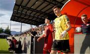 1 August 2024; Mason Melia of St Patrick's Athletic makes his way onto the pitch before the UEFA Conference League second qualifying round second leg match between FC Vaduz and St Patrick's Athletic at Rheinpark Stadion in Vaduz, Liechtenstein. Photo by Vedran Galijas/Sportsfile