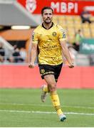 1 August 2024; Zachary Elbouzedi of St Patrick's Athletic celebrates after scoring his side's first goal during the UEFA Conference League second qualifying round second leg match between FC Vaduz and St Patrick's Athletic at Rheinpark Stadion in Vaduz, Liechtenstein. Photo by Vedran Galijas/Sportsfile