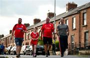 1 August 2024; Shelbourne supporters arrive before the UEFA Conference League second qualifying round second leg match between Shelbourne and FC Zurich at Tolka Park in Dublin. Photo by Harry Murphy/Sportsfile