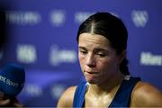 1 August 2024; Daina Moorehouse of Team Ireland reacts after her defeat against Wassila Lkhadiri of Team France in their women's 50Kg round of 16 bout at the North Paris Arena during the 2024 Paris Summer Olympic Games in Paris, France. Photo by David Fitzgerald/Sportsfile