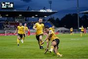 1 August 2024; Romal Palmer of St Patrick's Athletic celebrates after scoring his side's second goal during the UEFA Conference League second qualifying round second leg match between FC Vaduz and St Patrick's Athletic at Rheinpark Stadion in Vaduz, Liechtenstein. Photo by Vedran Galijas/Sportsfile