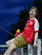 1 August 2024; A St Patrick's Athletic supporters reacts after Romal Palmer scores their side's second goal during the UEFA Conference League second qualifying round second leg match between FC Vaduz and St Patrick's Athletic at Rheinpark Stadion in Vaduz, Liechtenstein. Photo by Vedran Galijas/Sportsfile