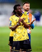 1 August 2024; Al-Amin Kazeem of St Patrick's Athletic acknowledges supporters after his side's draw in the UEFA Conference League second qualifying round second leg match between FC Vaduz and St Patrick's Athletic at Rheinpark Stadion in Vaduz, Liechtenstein. Photo by Vedran Galijas/Sportsfile
