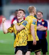 1 August 2024; Mason Melia of St Patrick's Athletic acknowledges supporters after his side's draw in the UEFA Conference League second qualifying round second leg match between FC Vaduz and St Patrick's Athletic at Rheinpark Stadion in Vaduz, Liechtenstein. Photo by Vedran Galijas/Sportsfile