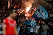 1 August 2024; FC Zurich supporters during the UEFA Conference League second qualifying round second leg match between Shelbourne and FC Zurich at Tolka Park in Dublin. Photo by Thomas Flinkow/Sportsfile