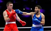 1 August 2024; Jack Marley of Team Ireland, left, in action against Davlat Boltaev of Team Tajikistan during their men's 92kg quarter-finals at the North Paris Arena during the 2024 Paris Summer Olympic Games in Paris, France. Photo by David Fitzgerald/Sportsfile