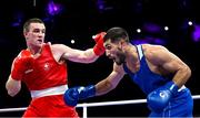 1 August 2024; Jack Marley of Team Ireland, left, in action against Davlat Boltaev of Team Tajikistan during their men's 92kg quarter-finals at the North Paris Arena during the 2024 Paris Summer Olympic Games in Paris, France. Photo by David Fitzgerald/Sportsfile