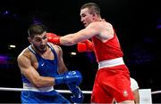 1 August 2024; Jack Marley of Team Ireland, right, in action against Davlat Boltaev of Team Tajikistan during their men's 92kg quarter-finals at the North Paris Arena during the 2024 Paris Summer Olympic Games in Paris, France. Photo by David Fitzgerald/Sportsfile