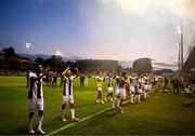 1 August 2024; Zurich players after their side's victory in the UEFA Conference League second qualifying round second leg match between Shelbourne and FC Zurich at Tolka Park in Dublin. Photo by Harry Murphy/Sportsfile