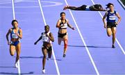 2 August 2024; Lucia Moris of Team South Sudan lies on the track after falling during the women's 100m preliminary heats at the Stade de France during the 2024 Paris Summer Olympic Games in Paris, France. Photo by Sam Barnes/Sportsfile