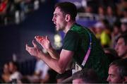 2 August 2024; Aidan Walsh of Team Ireland cheers on Michaela Walsh of Team Ireland during her women's 57Kg round of 16 bout against Svetlana Kamenova Staneva of Team Bulgaria at the North Paris Arena during the 2024 Paris Summer Olympic Games in Paris, France. Photo by David Fitzgerald/Sportsfile