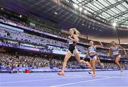 2 August 2024; Jemma Reekie of Team Great Britain crosses the line to win her heat in the women's 800m round 1 at the Stade de France during the 2024 Paris Summer Olympic Games in Paris, France. Photo by Sam Barnes/Sportsfile