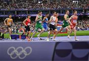 3 August 2024; Luke McCann, centre, and Cathal Doyle, second from right, of Team Ireland in action during the men's 1500m repechage at the Stade de France during the 2024 Paris Summer Olympic Games in Paris, France. Photo by Sam Barnes/Sportsfile