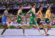 3 August 2024; Cathal Doyle, centre left, and Luke McCann, centre right, of Team Ireland in action during the men's 1500m repechage at the Stade de France during the 2024 Paris Summer Olympic Games in Paris, France. Photo by Sam Barnes/Sportsfile