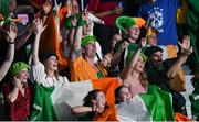 3 August 2024; Kellie Harrington supporters, including former Dublin footballers Michael Darragh MacAuley and Noelle Healy during her women's 60kg semi-final bout at the Paris North Arena during the 2024 Paris Summer Olympic Games in Paris, France. Photo by David Fitzgerald/Sportsfile