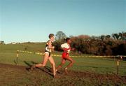 17 January 1999; Anna Kennan Buckley of Ireland, left, races beside Yimenashu Kidane of Ethiopa on her way to finishing third in the Ladies International race during the Ras na hEireann at Oldbridge House in Drogheda, Co Louth. Photo by Matt Browne/Sportsfile