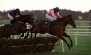 26 December 1998; Eventual winner Colonial Sunset, with David Casey up, jump the last first time round ahead of Hang 'Em High, with Charlie Swan in the Kerry Spring Maiden Hurdle during the Leopardstown Christmas Festival Day One at Leopardstown Racecourse in Dublin. Photo by Ray McManus/Sportsfile