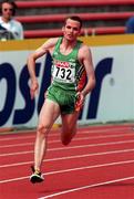 19 August 1998; Eugene Farrell of Ireland competing in the Men's 400m first round during the European Athletics Championships at Nep Stadium in Budapest, Hungary. Photo by Brendan Moran/Sportsfile