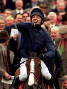 17 March 1998; Graham Bradley celebrates on French Ballerina after winning the Citroen Supreme Novices Hurdle race during day one of the Cheltenham Racing Festival at Prestbury Park in Cheltenham, England. Photo by Matt Browne/Sportsfile