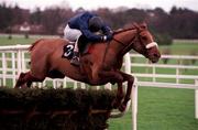 26 December 1998; Hang 'Em High, with Charlie Swan up, jump the last in the Kerry Maiden Hurdle during the Leopardstown Christmas Festival Day One at Leopardstown Racecourse in Dublin. Photo by Ray McManus/Sportsfile