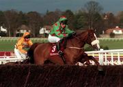 8 February 1998; Doran's Pride, with Richard Dunwoody up, clear the last on their way to winning the Hennessy Cognac Gold Cup during the horse racing from Leopardstown in Dublin. Photo by Matt Browne/Sportsfile