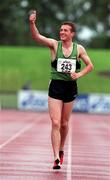 26 July 1998; James McIlroy celebrates after winning the 1500m race during the BLÉ National Track & Field Championships at Morton Stadium in Dublin. Photo by Matt Browne/Sportsfile
