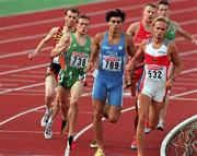 22 August 1998; James McIlroy of Ireland, left, competing in the Men's 800m semi-final during the European Athletics Championships at Nep Stadium in Budapest, Hungary. Photo by Brendan Moran/Sportsfile