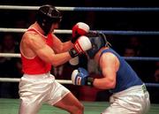 23 January 1998; John Kiely of Corpus Christi, Limerick, left, in action against Ben McGarrigle of Omagh Boys, Tyrone in their heavyweight bout during the National Senior Boxing Championships at the National Stadium in Dublin. Photo by Ray McManus/Sportsfile