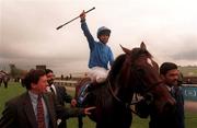 19 September 1998; John Reid celebrates on Kayf Tara after winning the Irish St. Leger race during Horse Racing from The Curragh at The Curragh Racecourse in Kildare. Photo by Matt Browne/Sportsfile