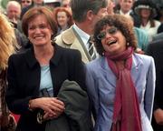 28 June 1998; Co owner of Dream Well, Maria Narchos, right, and Madam Bouchard, wife of JL Bouchard, after Dream Well won the Budweiser Irish Derby during Horse Racing from The Curragh in Kildare. Photo by Damien Eagers/Sportsfile